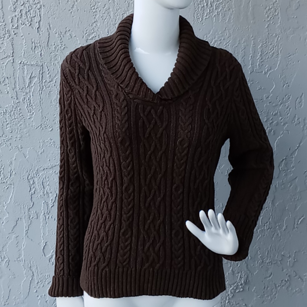 Willi Smith Shawl Collar Cable Knit Sweater